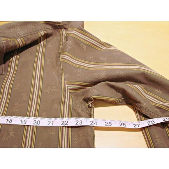 Tommy Bahama Shirt Button Up Mens Large Striped Brown Tan Pineapple Print Cotton - Picture 7 of 12
